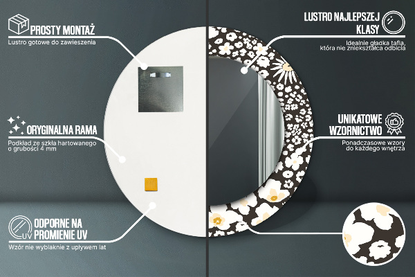 Kulaté dekorační zrcadlo Stokrotka Ivory