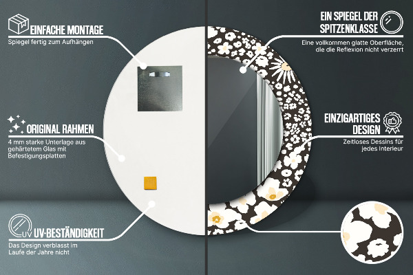 Kulaté dekorační zrcadlo Stokrotka Ivory