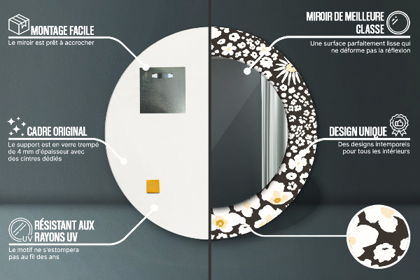 Kulaté dekorační zrcadlo Stokrotka Ivory