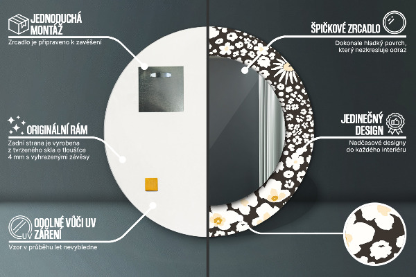 Kulaté dekorační zrcadlo Stokrotka Ivory