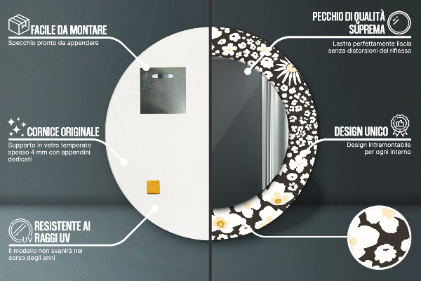 Kulaté dekorační zrcadlo Stokrotka Ivory
