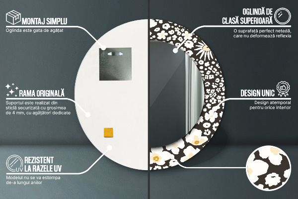 Kulaté dekorační zrcadlo Stokrotka Ivory