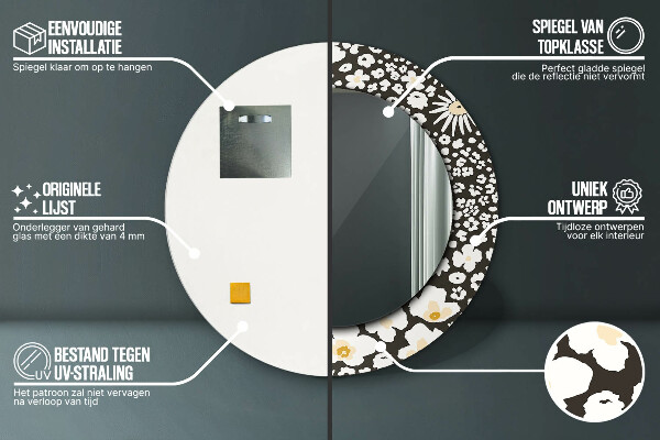 Kulaté dekorační zrcadlo Stokrotka Ivory