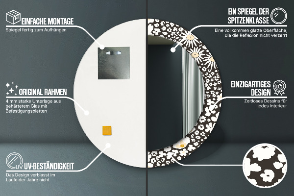 Kulaté dekorační zrcadlo Stokrotka Ivory