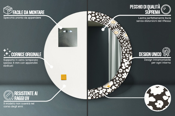 Kulaté dekorační zrcadlo Stokrotka Ivory