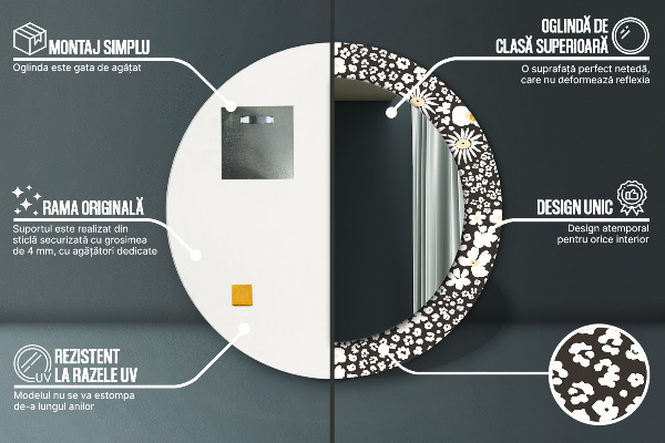 Kulaté dekorační zrcadlo Stokrotka Ivory