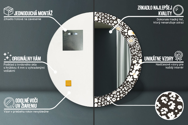 Kulaté dekorační zrcadlo Stokrotka Ivory