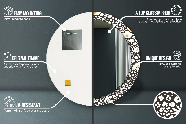Kulaté dekorační zrcadlo Stokrotka Ivory