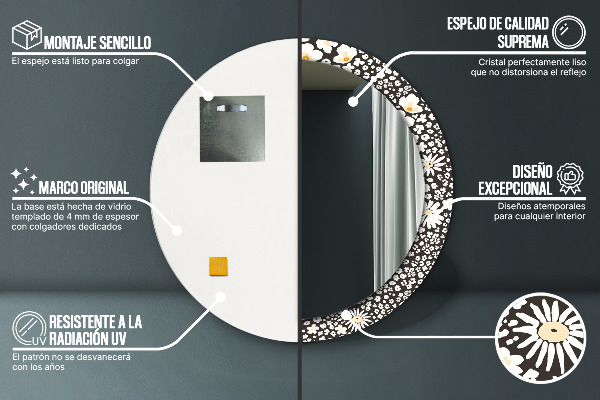 Kulaté dekorační zrcadlo Stokrotka Ivory