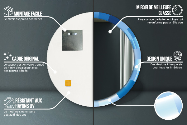 Kulaté zrcadlo rám s potiskem Modrý abstrakt