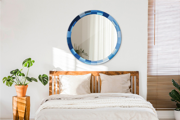 Kulaté zrcadlo rám s potiskem Modrý abstrakt