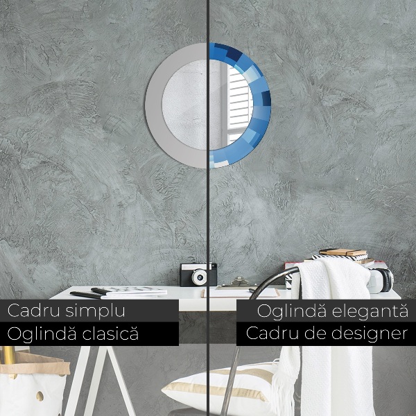 Kulaté zrcadlo rám s potiskem Modrý abstrakt