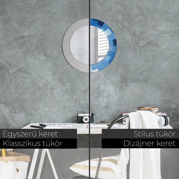 Kulaté zrcadlo rám s potiskem Modrý abstrakt