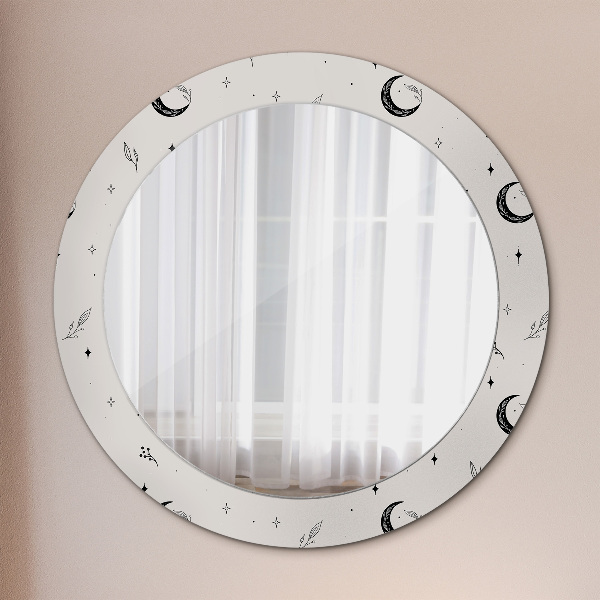 Kulaté zrcadlo rám s potiskem Doodle květinové rostliny