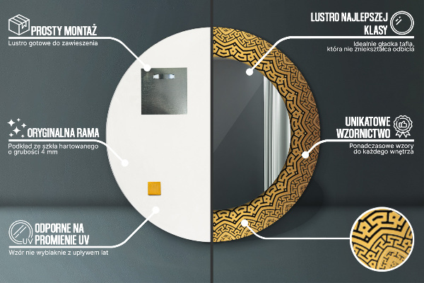 Kulaté zrcadlo rám s potiskem Řecký ozdoba