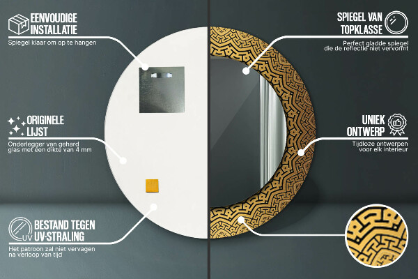 Kulaté zrcadlo rám s potiskem Řecký ozdoba