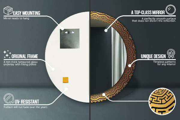 Kulaté zrcadlo rám s potiskem Řecký ozdoba