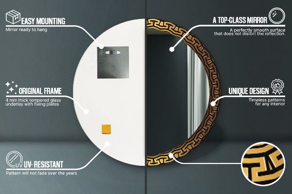 Kulaté zrcadlo rám s potiskem Řecký ozdoba