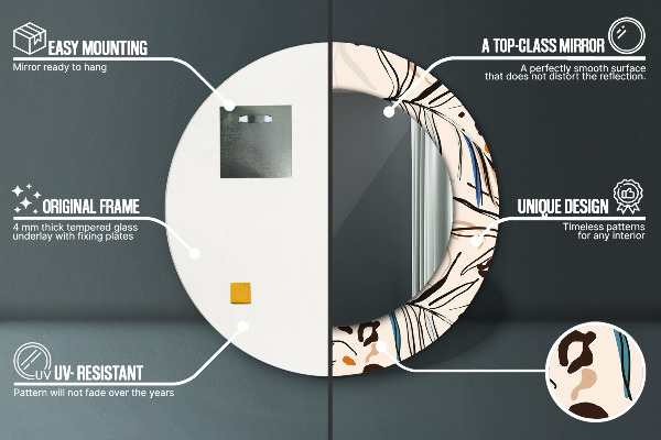 Kulaté zrcadlo s potiskem Květiny se vzorem džungle