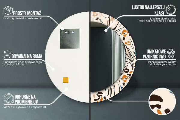 Kulaté zrcadlo s potiskem Květiny se vzorem džungle