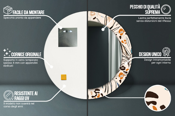 Kulaté zrcadlo s potiskem Květiny se vzorem džungle