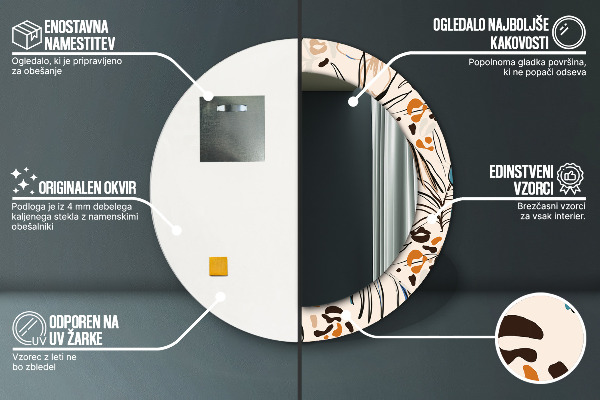 Kulaté zrcadlo s potiskem Květiny se vzorem džungle