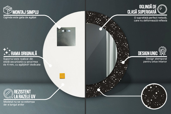 Kulaté zrcadlo s potiskem Chaotické tečky