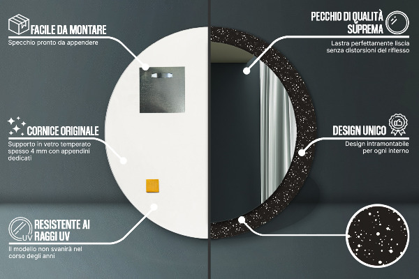 Kulaté zrcadlo s potiskem Chaotické tečky