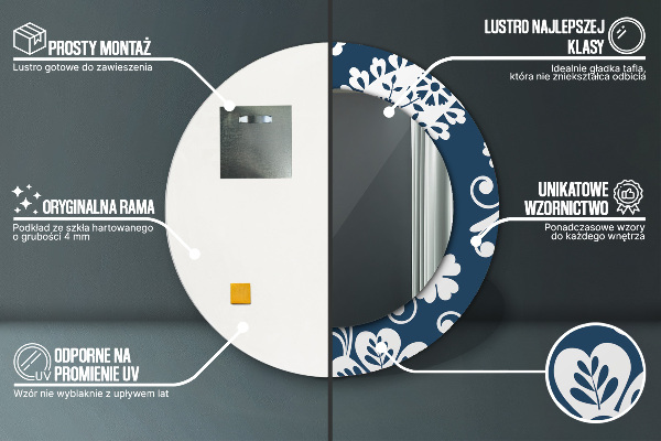 Kulaté zrcadlo s potiskem Paisley složení