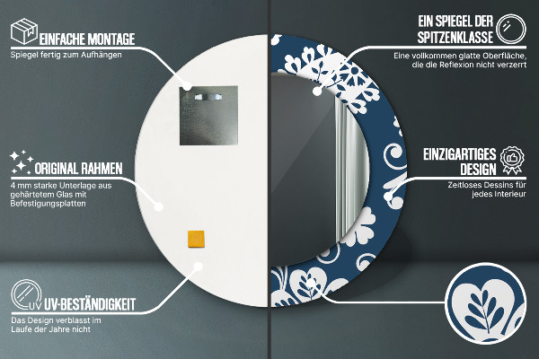 Kulaté zrcadlo s potiskem Paisley složení