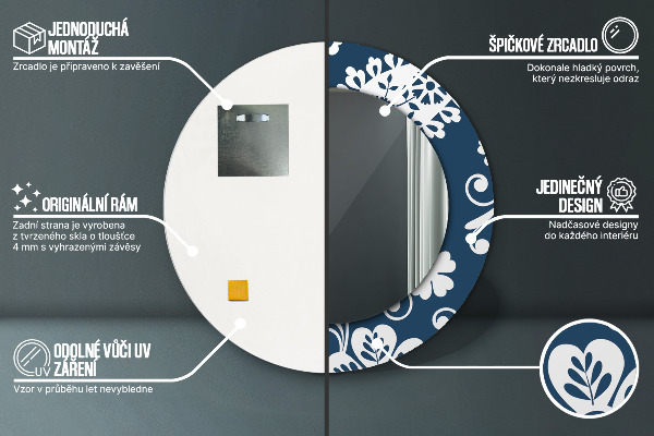 Kulaté zrcadlo s potiskem Paisley složení