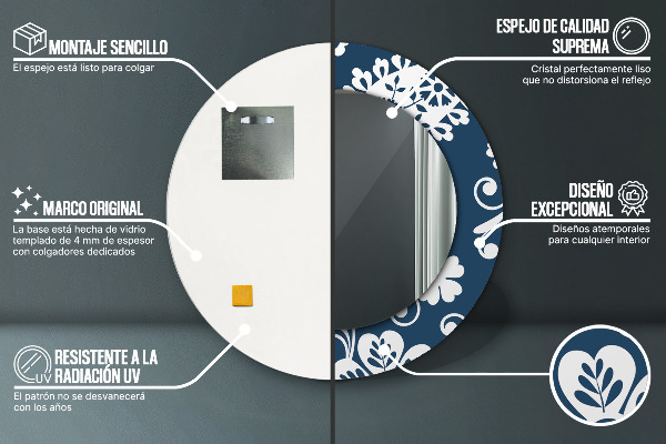 Kulaté zrcadlo s potiskem Paisley složení