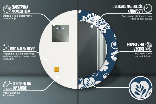 Kulaté zrcadlo s potiskem Paisley složení