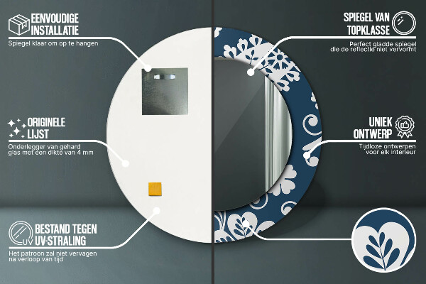 Kulaté zrcadlo s potiskem Paisley složení