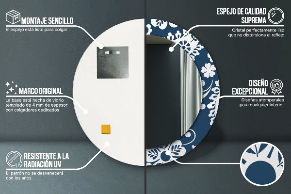 Kulaté zrcadlo s potiskem Paisley složení