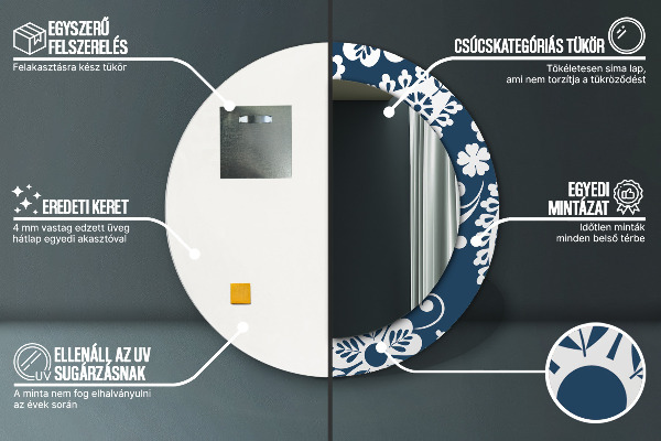 Kulaté zrcadlo s potiskem Paisley složení