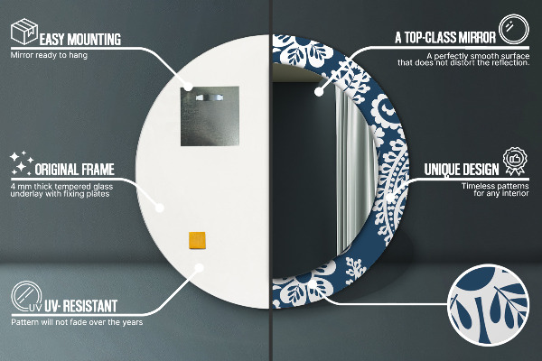 Kulaté zrcadlo s potiskem Paisley složení