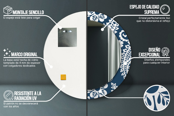 Kulaté zrcadlo s potiskem Paisley složení