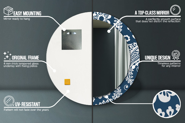 Kulaté zrcadlo s potiskem Paisley složení