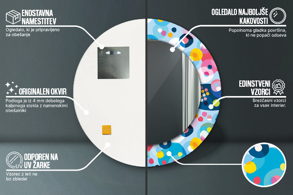 Kulaté zrcadlo s potiskem Barevné trny