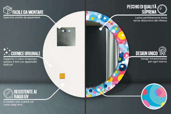 Kulaté zrcadlo s potiskem Barevné trny