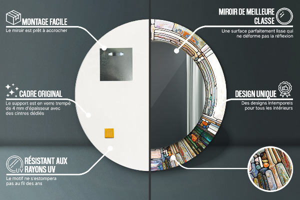 Kulaté zrcadlo s potiskem Abstraktní okno vitráže