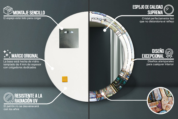 Kulaté zrcadlo s potiskem Abstraktní okno vitráže