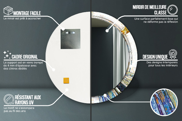 Kulaté zrcadlo s potiskem Abstraktní okno vitráže