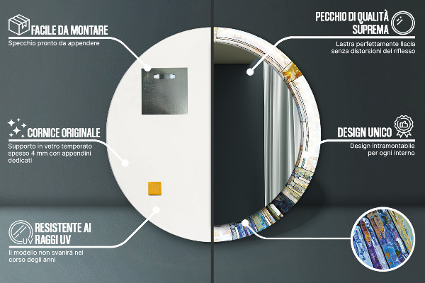Kulaté zrcadlo s potiskem Abstraktní okno vitráže