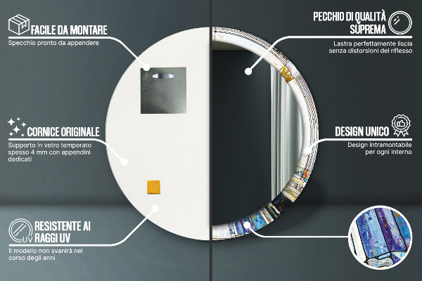 Kulaté zrcadlo s potiskem Abstraktní okno vitráže