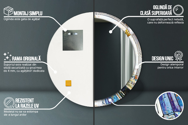 Kulaté zrcadlo s potiskem Abstraktní okno vitráže