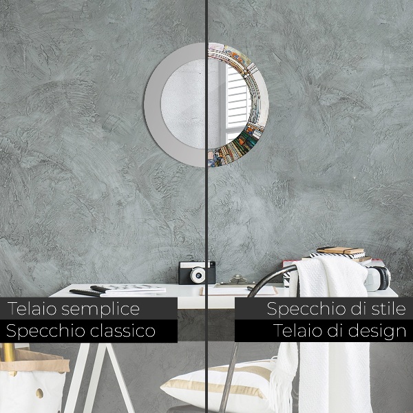 Kulaté zrcadlo s potiskem Abstraktní okno vitráže