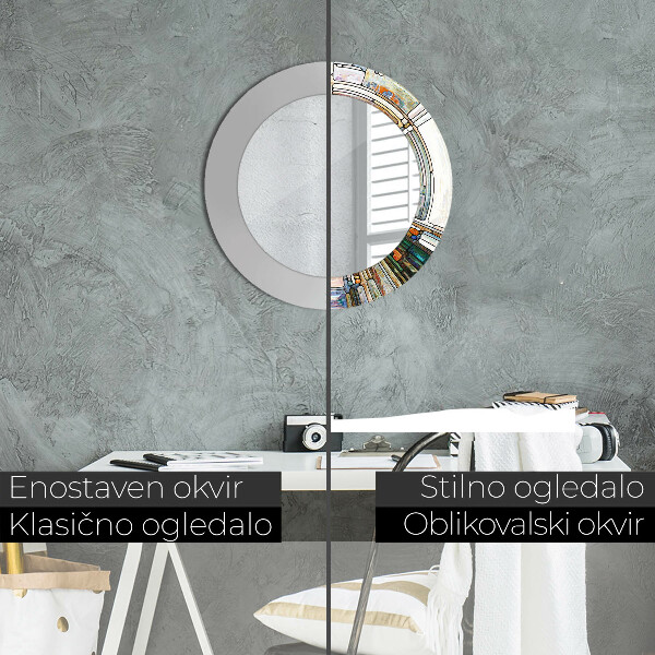 Kulaté zrcadlo s potiskem Abstraktní okno vitráže