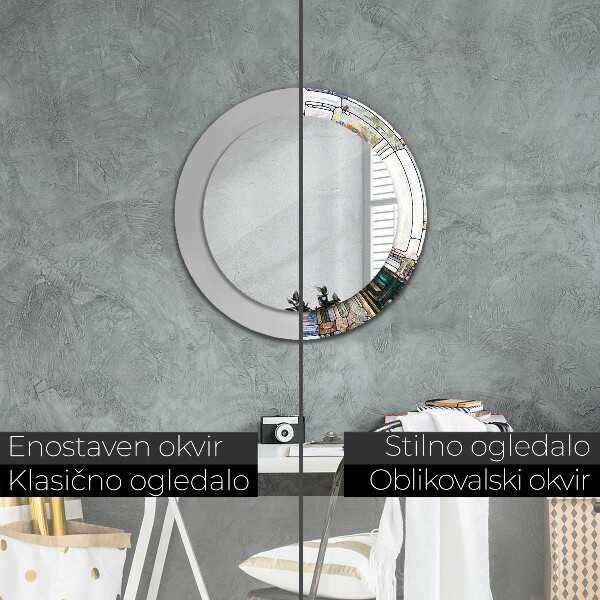 Kulaté zrcadlo s potiskem Abstraktní okno vitráže